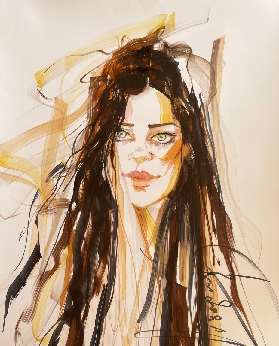 Fashion illustration portrait of Nikki